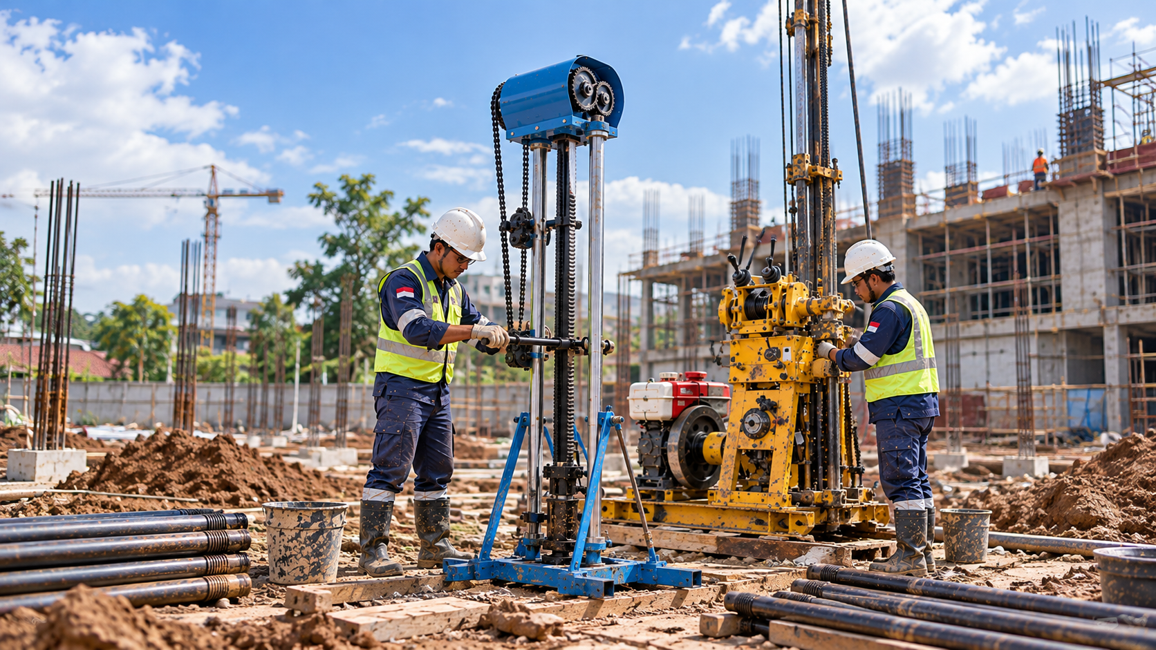 Tim PT Maduri Teknik Utama melakukan pengujian geoteknik dengan rig sondir di lokasi proyek
